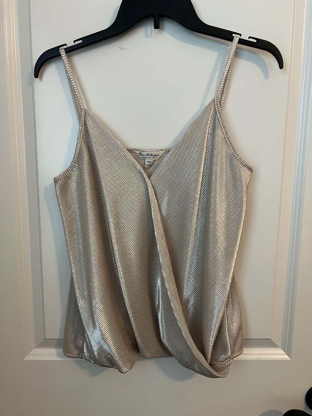 Miss Selfridge Metallic Pleated Wrap Camisole Top Size US 6